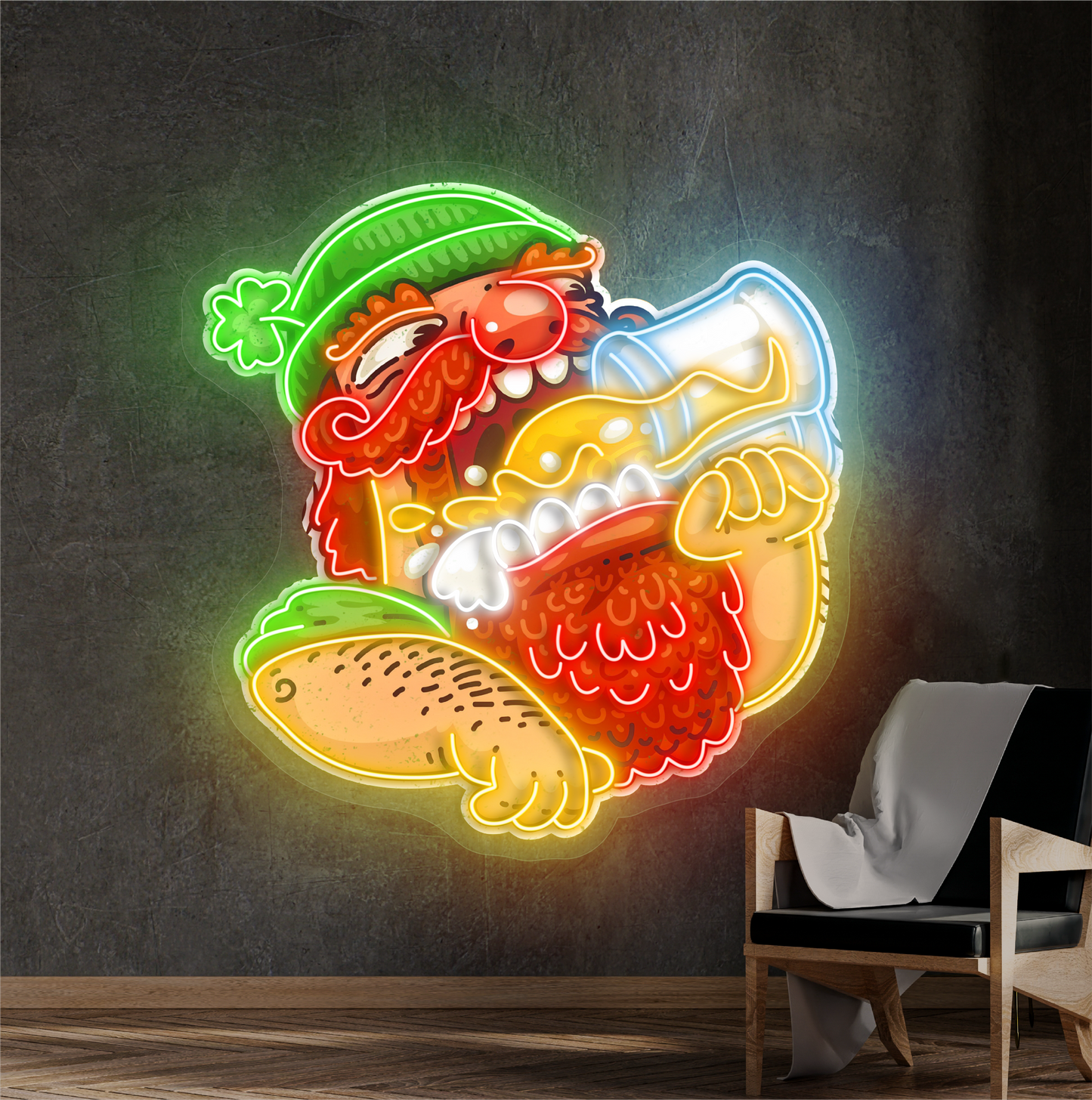 Enseigne au néon à LED avec illustration de Jolly Drinker