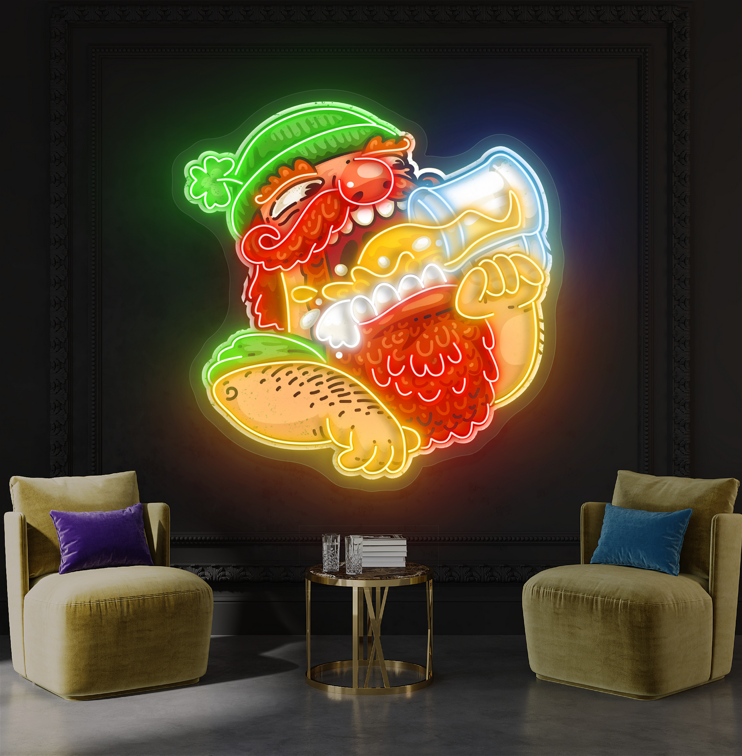 Enseigne au néon à LED avec illustration de Jolly Drinker