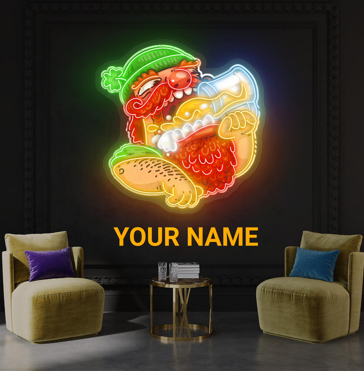 Enseigne au néon à LED avec illustration de Jolly Drinker