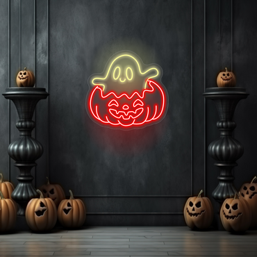 Ghost in Pumpkin LED Neon Sign