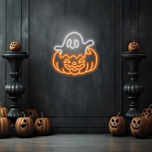 Ghost in Pumpkin LED Neon Sign