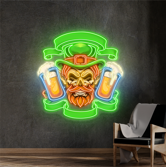 Leprechaun's Double Pint Artwork Led Neon Sign