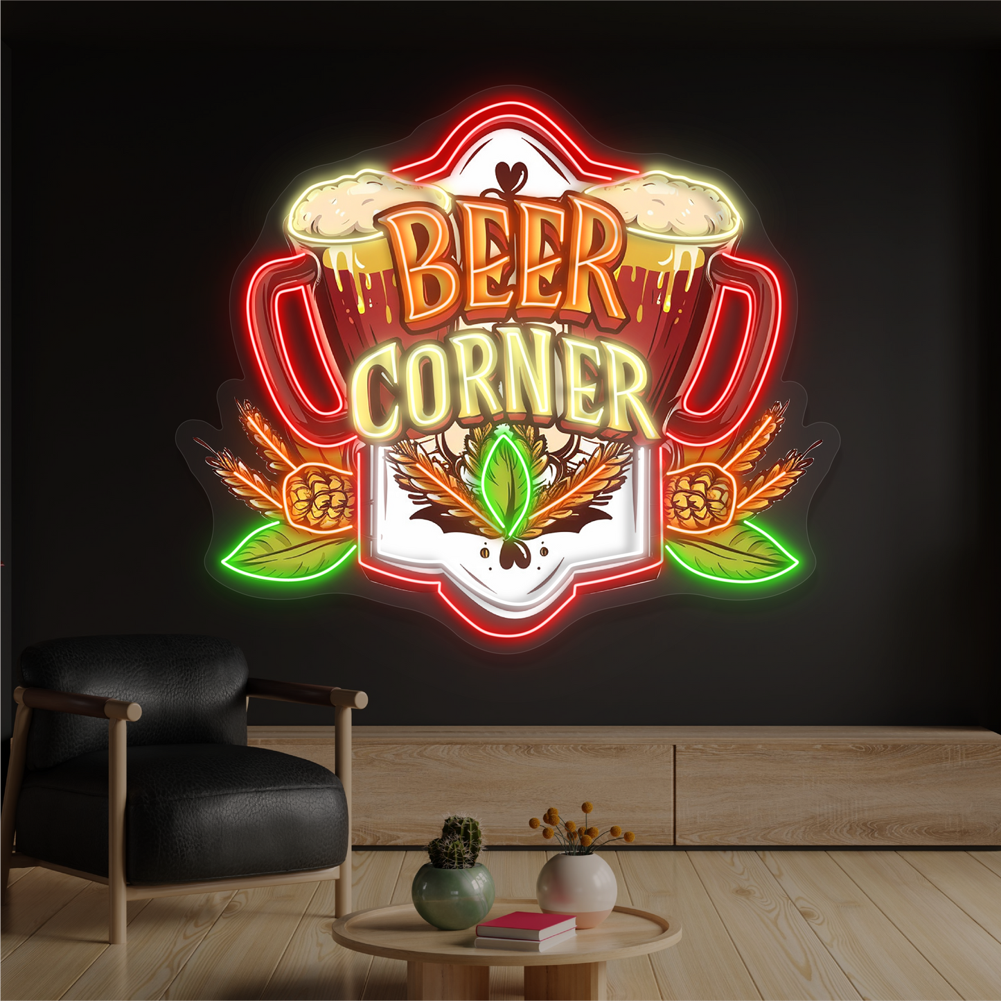 Panneau néon à LED Beer Corner Artwork