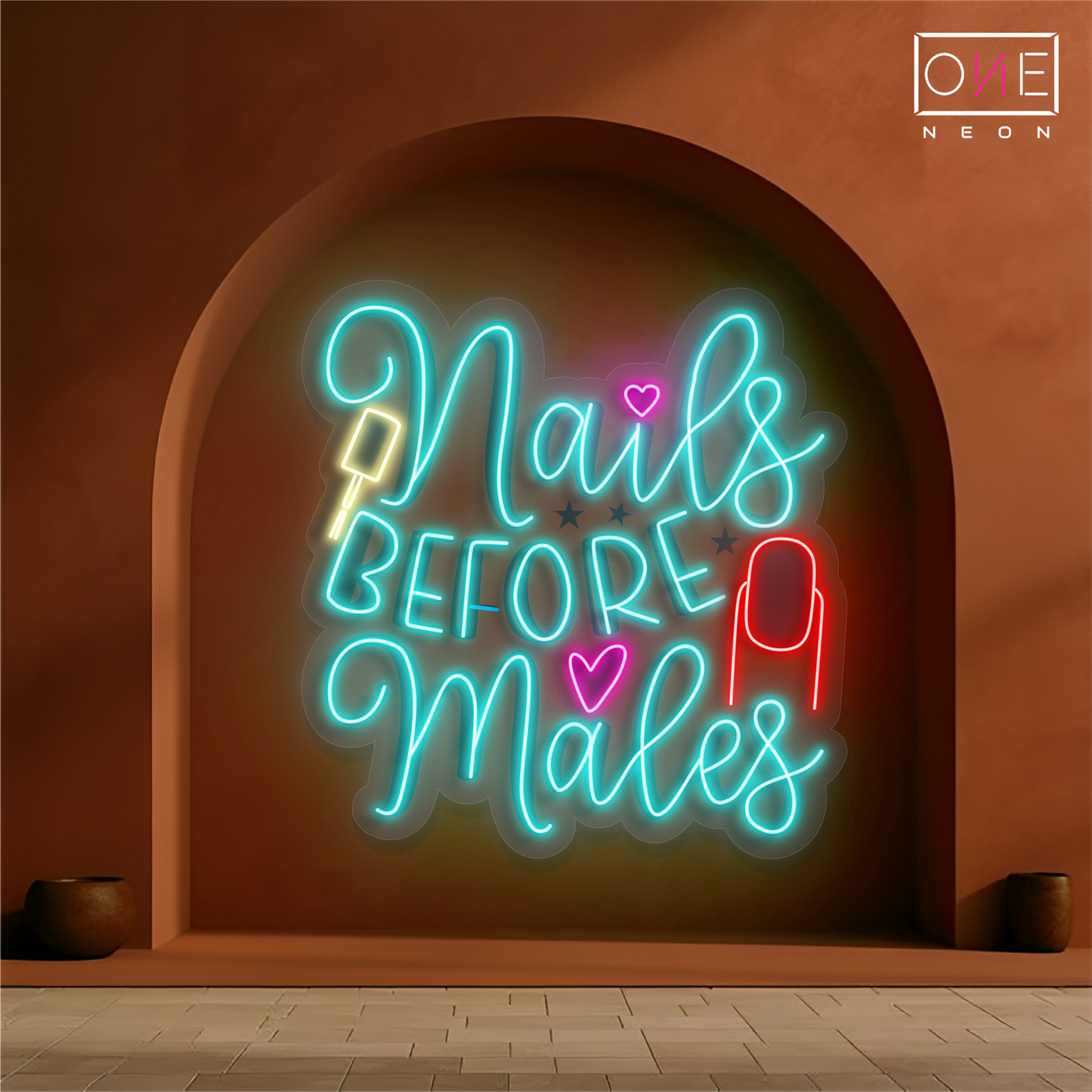 Enseigne au néon à LED Nails Before Males Studio Artwork