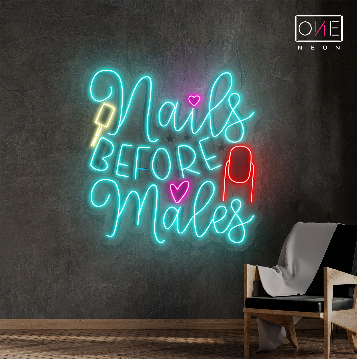 Enseigne au néon à LED Nails Before Males Studio Artwork