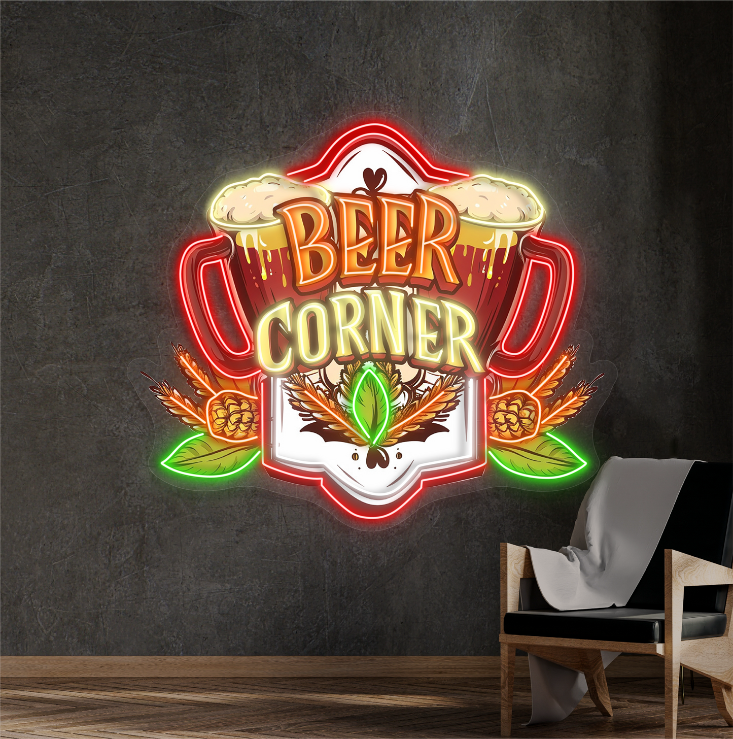 Panneau néon à LED Beer Corner Artwork