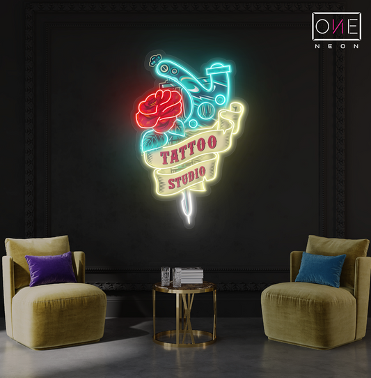 Enseigne au néon LED Tattoo Rose Artwork
