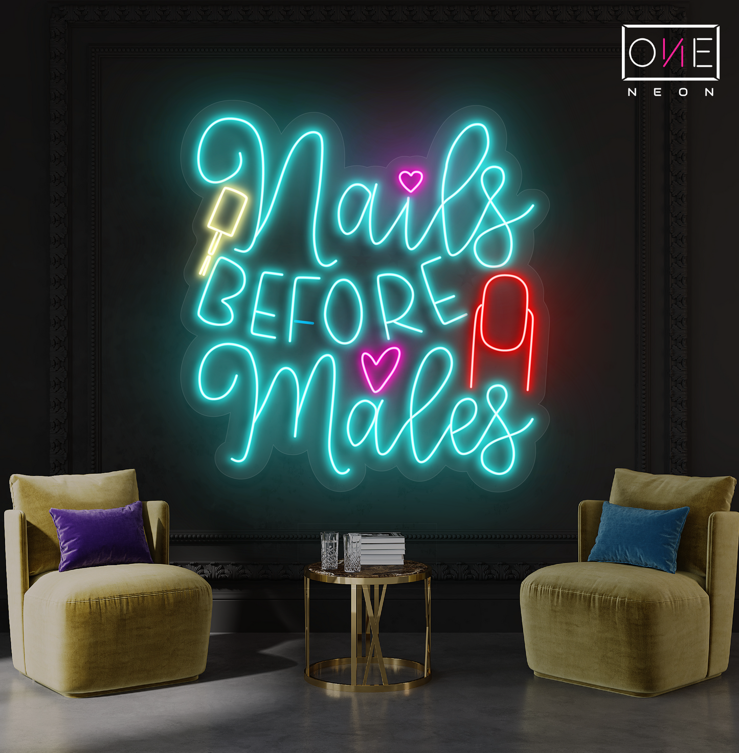Enseigne au néon à LED Nails Before Males Studio Artwork
