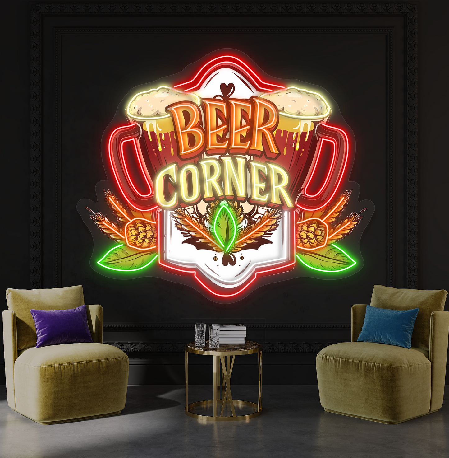 Panneau néon à LED Beer Corner Artwork