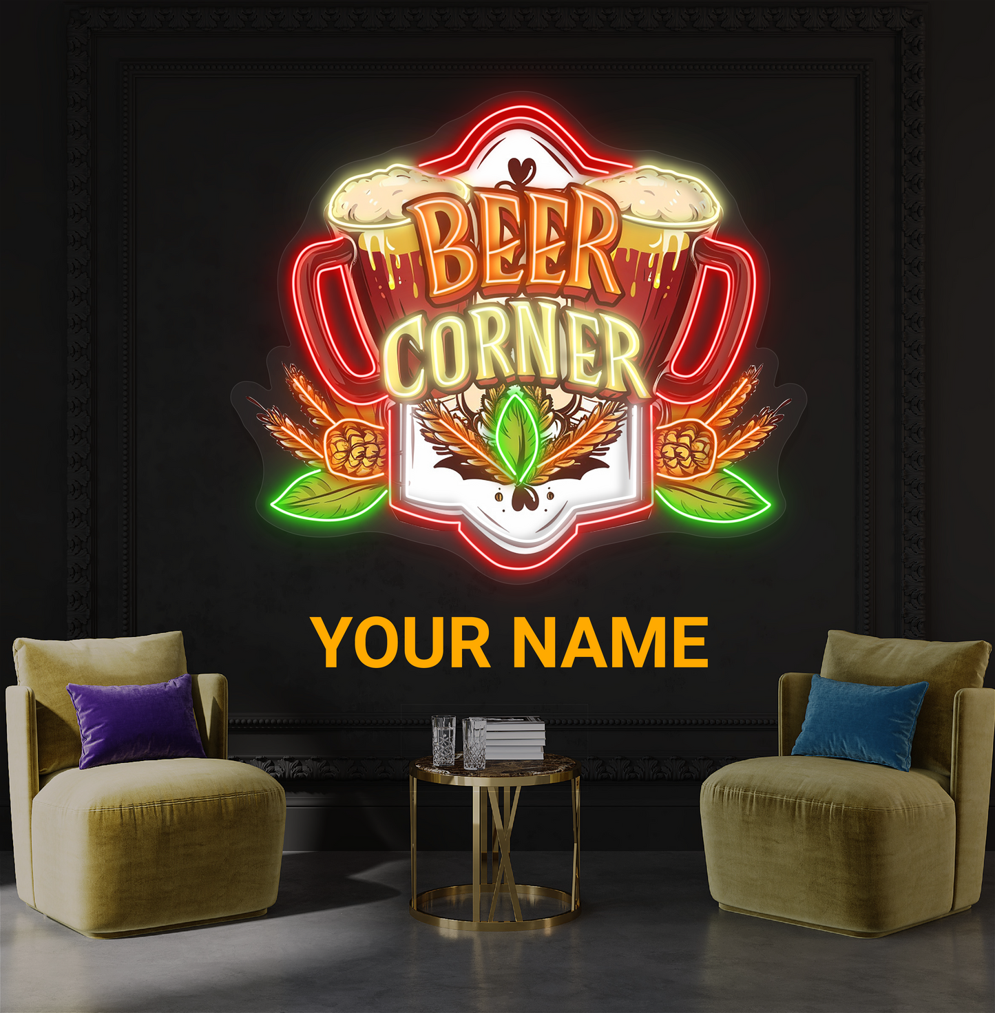 Panneau néon à LED Beer Corner Artwork