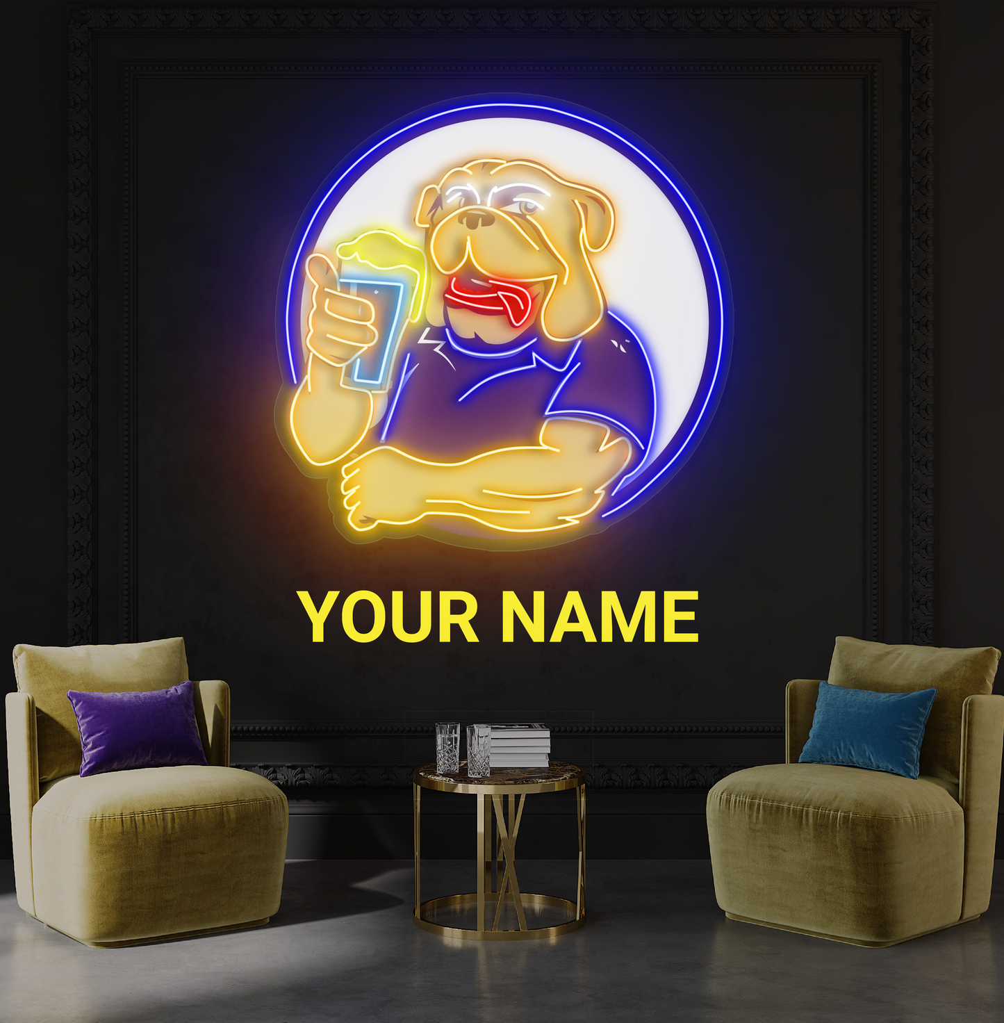 Enseigne au néon à LED Bulldog Beer Artwork