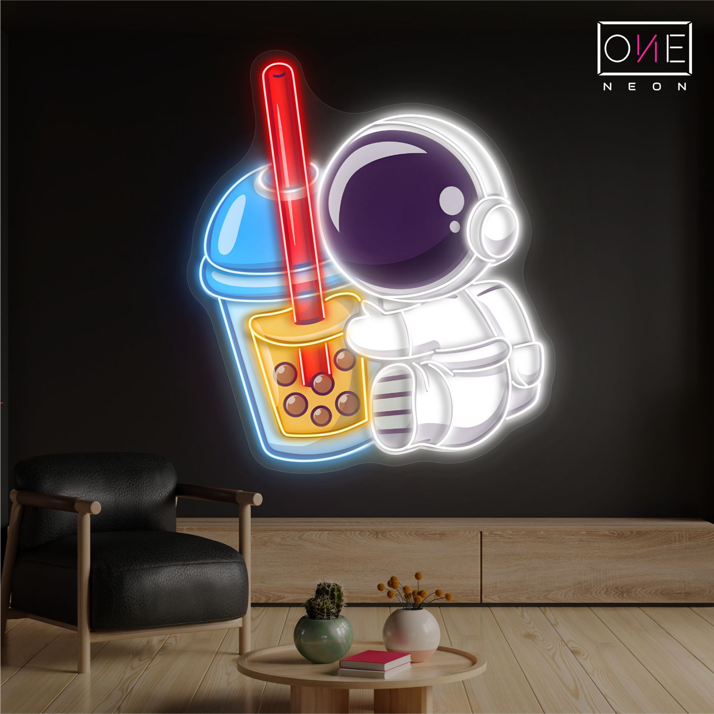 Enseigne au néon à LED représentant l'astronaute Boba