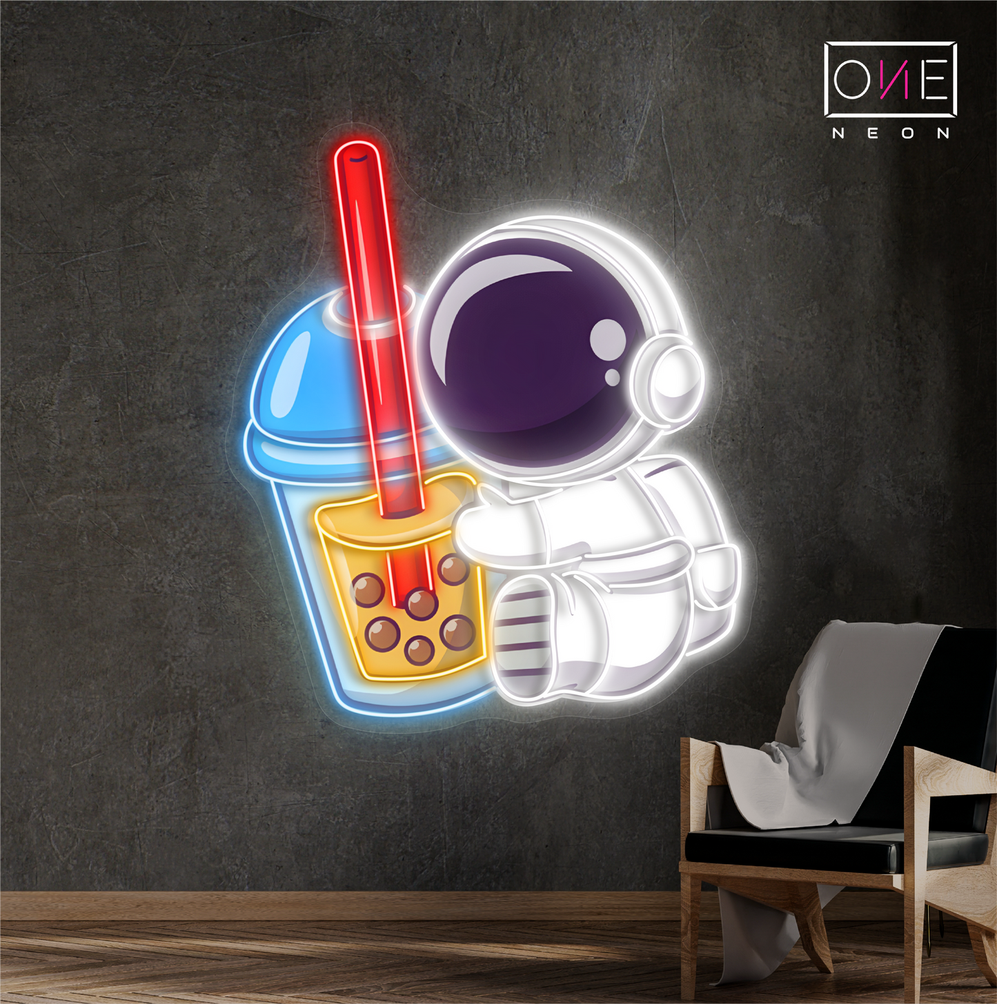 Enseigne au néon à LED représentant l'astronaute Boba