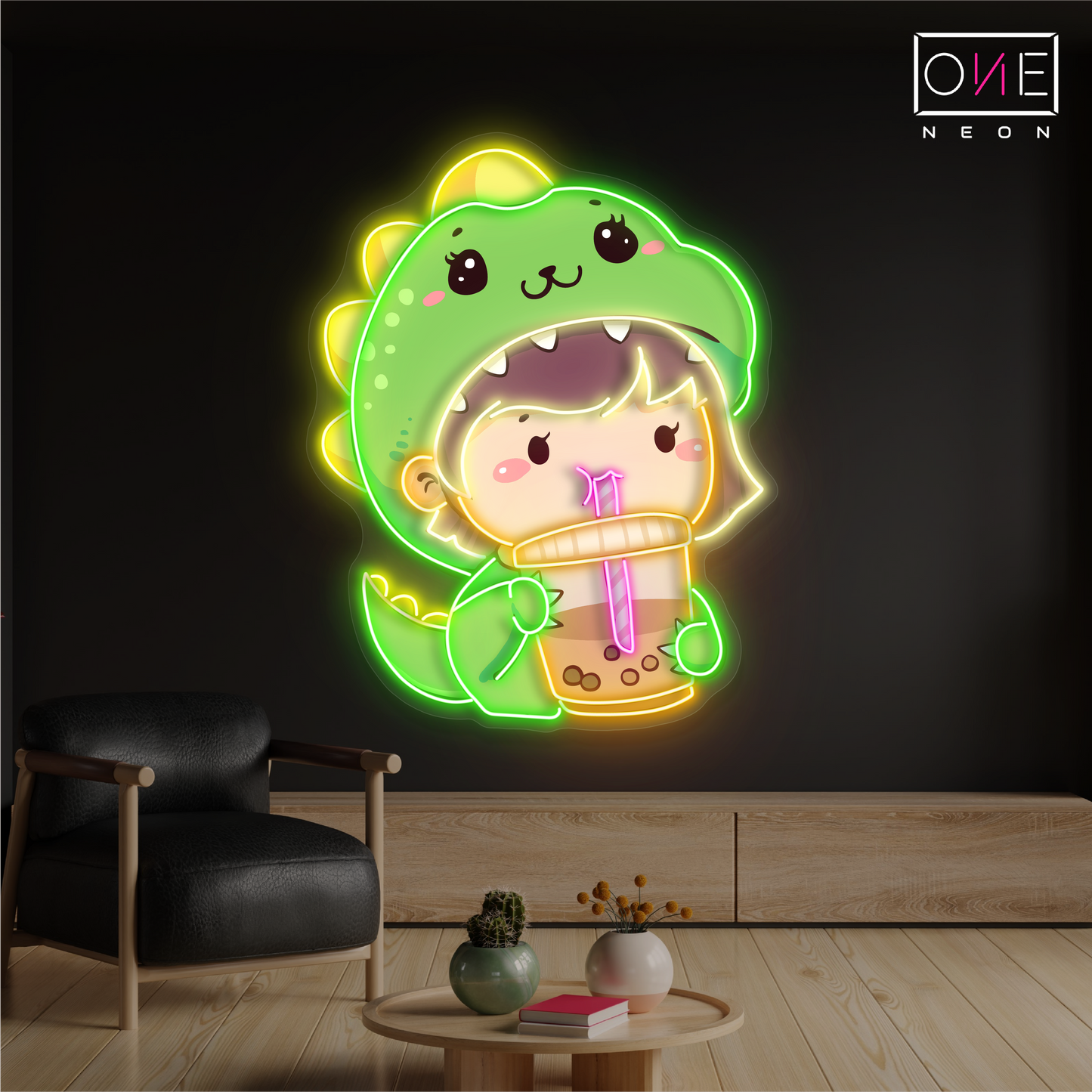 Enseigne au néon à LED représentant un joli dinosaure Boba