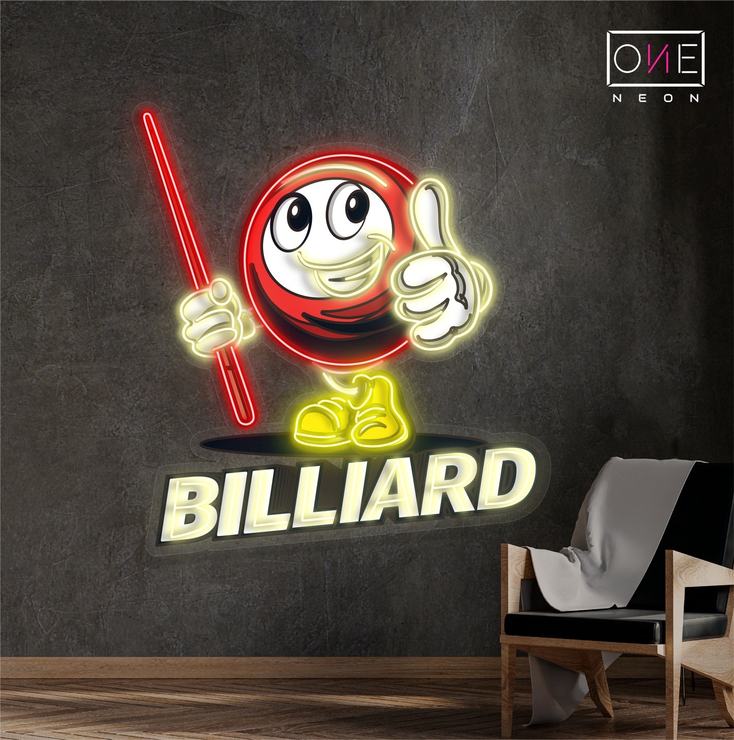 Panneau néon à LED avec illustration de billard Buddy
