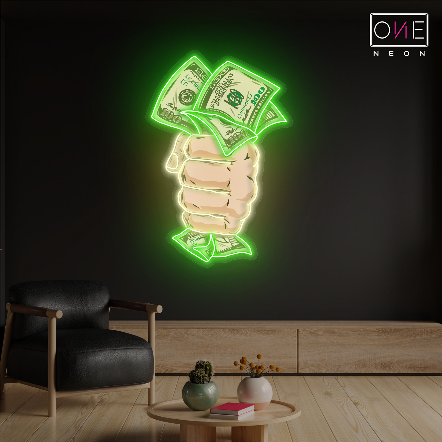 Panneau néon à LED Cash Grab Artwork