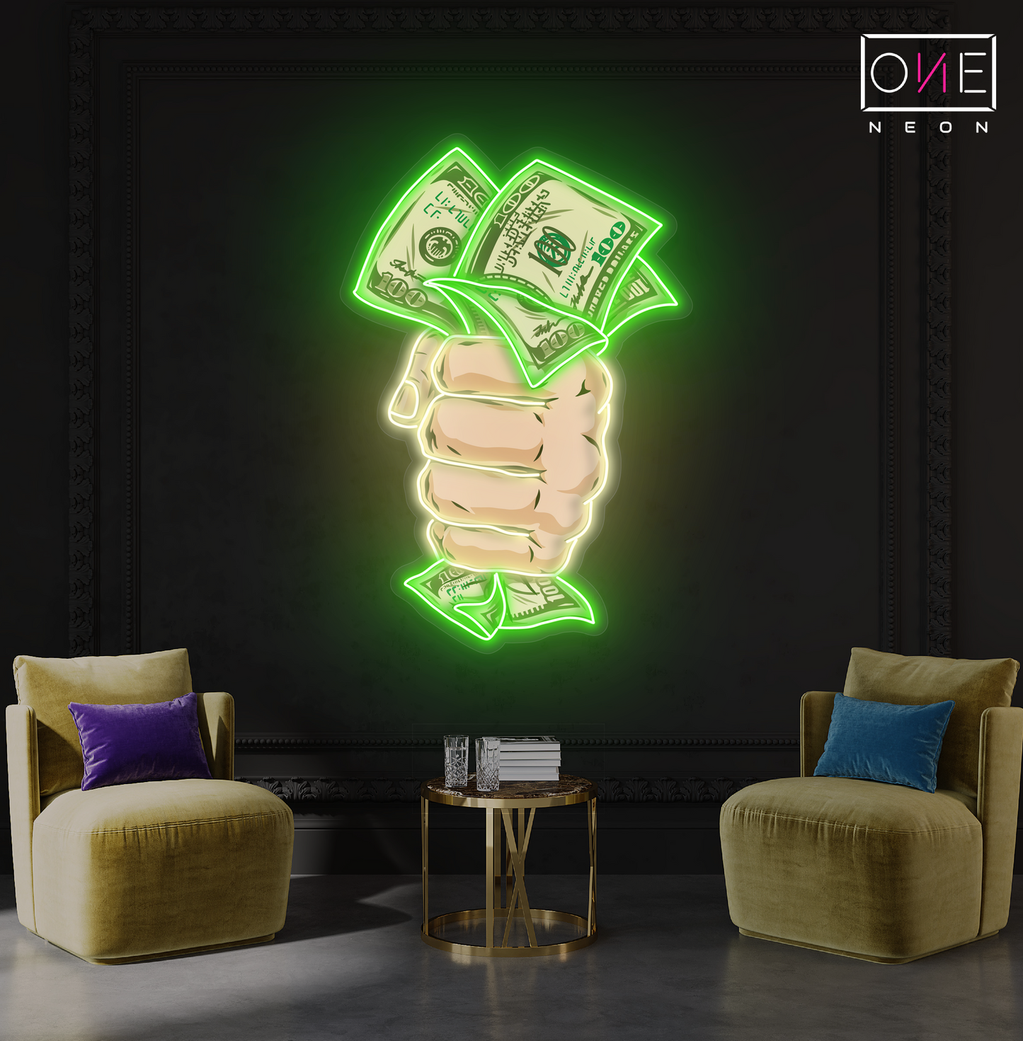 Panneau néon à LED Cash Grab Artwork