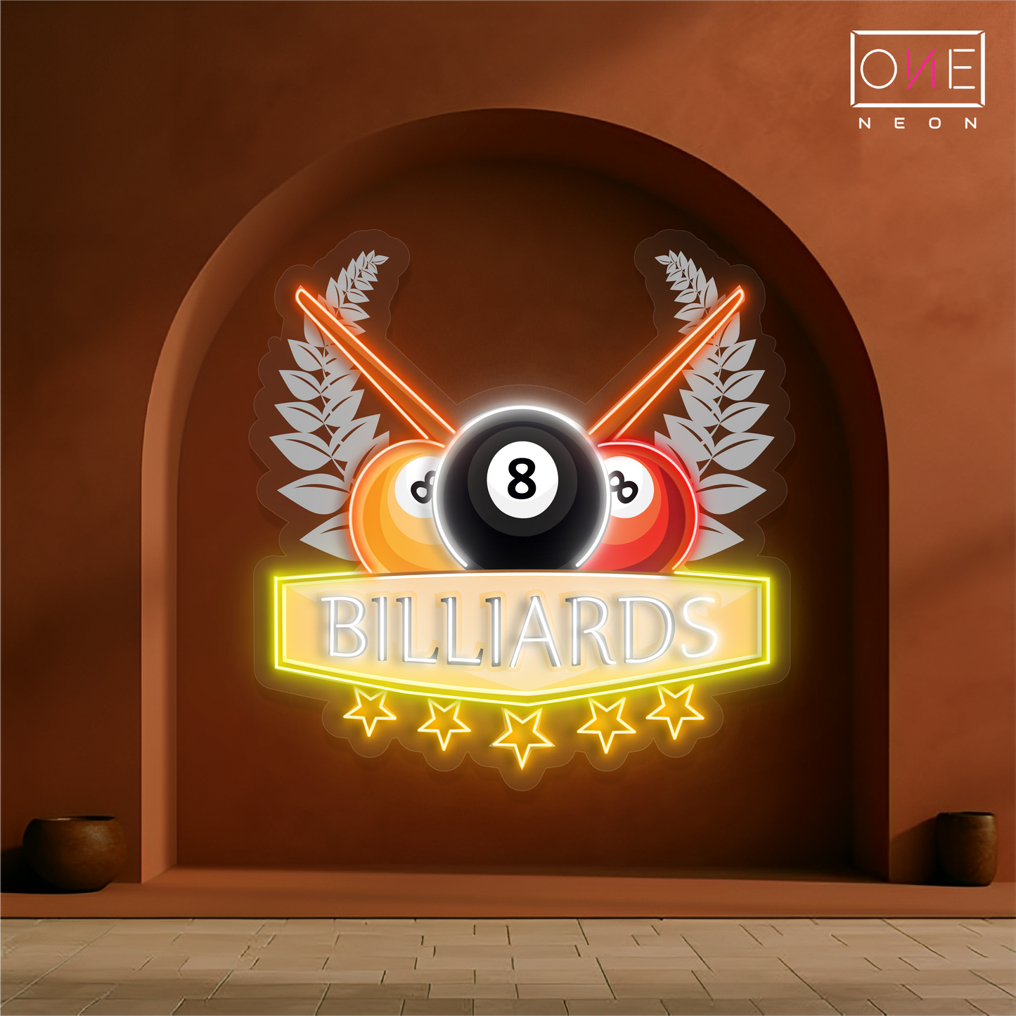 Panneau néon à LED Champion's Billiards Artwork