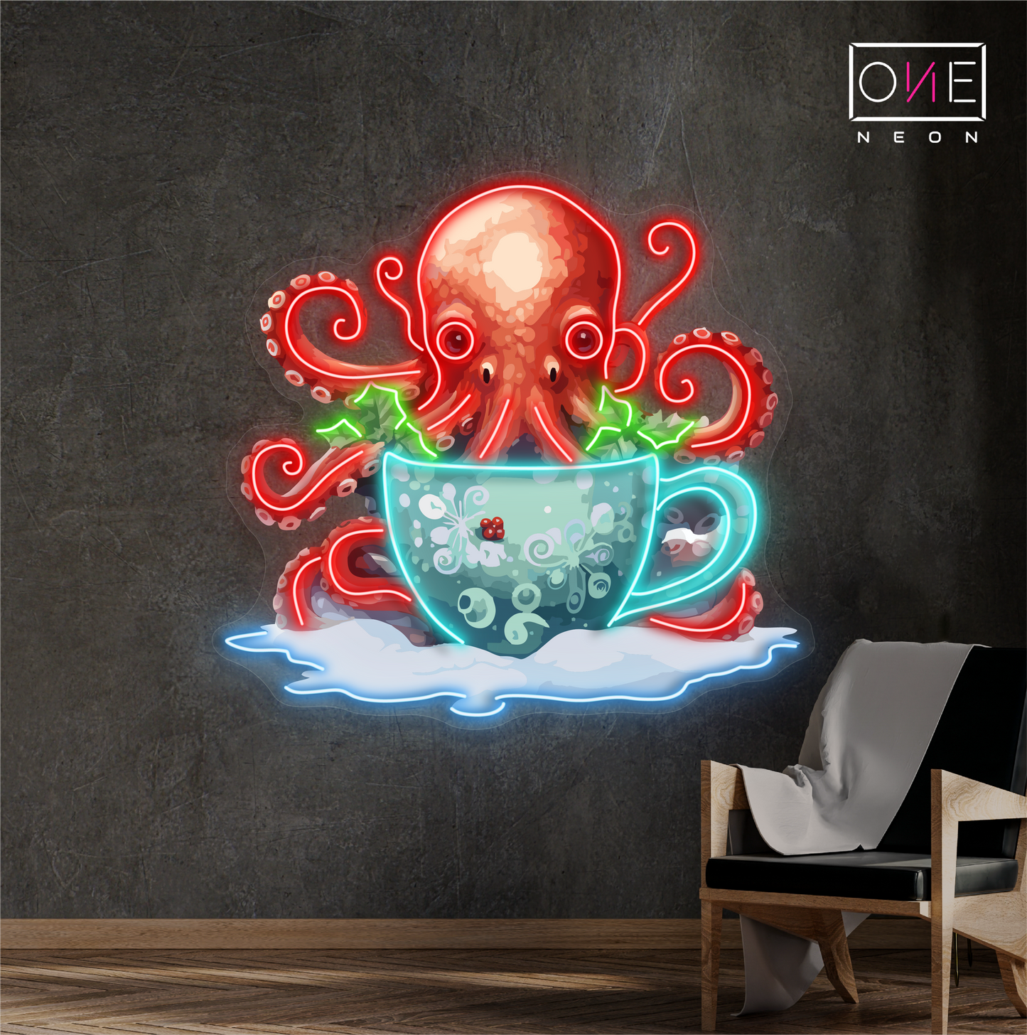 Panneau néon à LED Octo Coffee Artwork