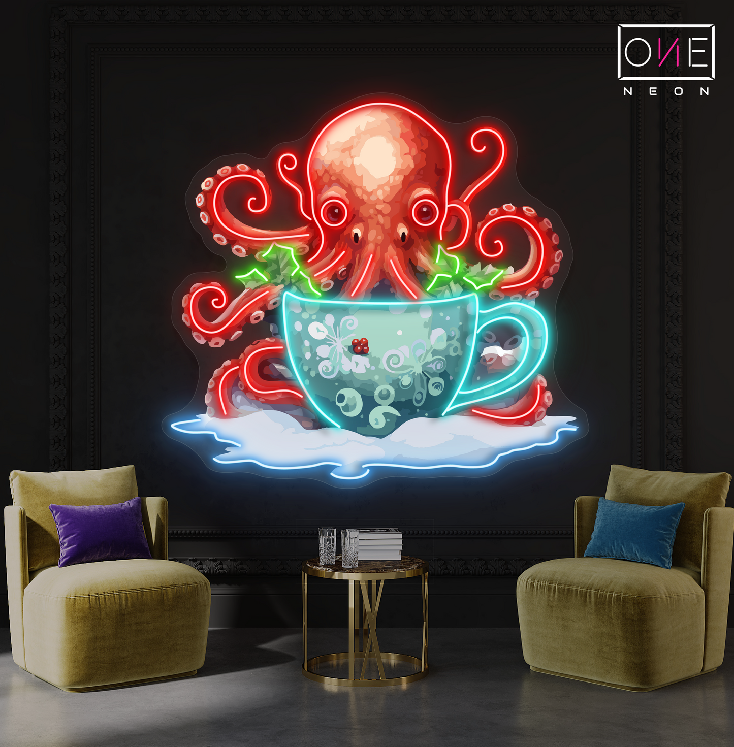 Panneau néon à LED Octo Coffee Artwork