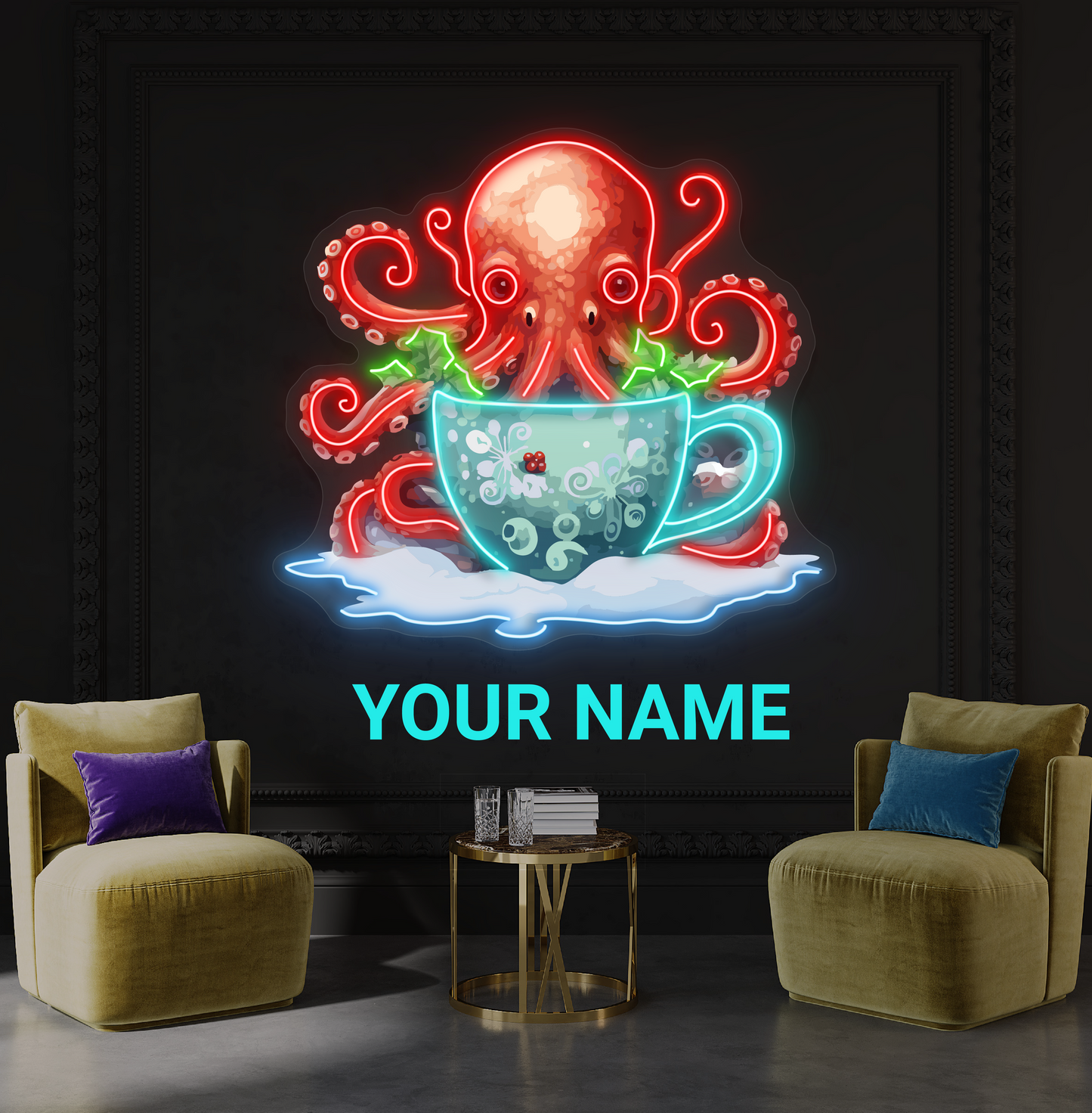 Panneau néon à LED Octo Coffee Artwork
