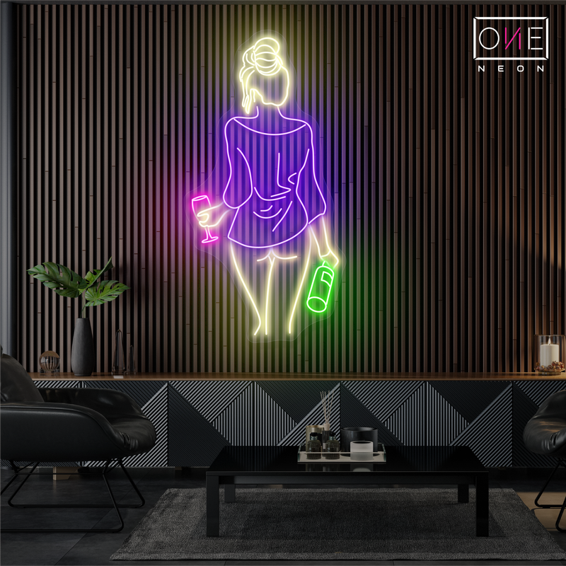 Panneau néon LED avec illustration élégante de soirée