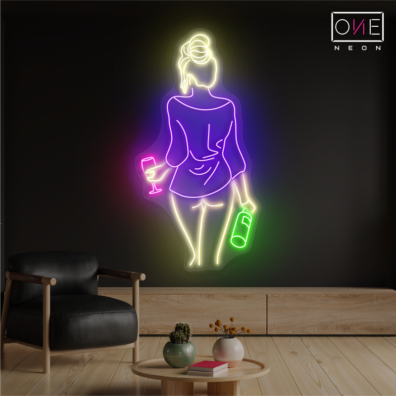 Panneau néon LED avec illustration élégante de soirée