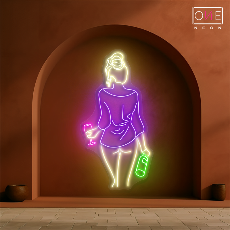 Panneau néon LED avec illustration élégante de soirée