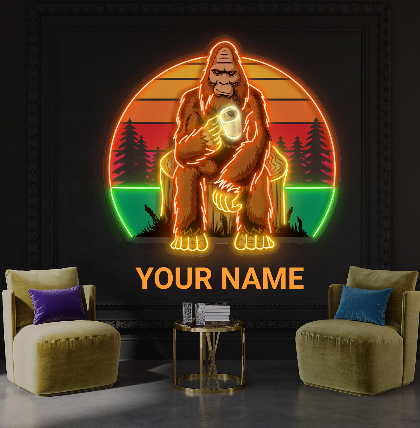 Enseigne au néon à LED Sasquatch Chill Artwork