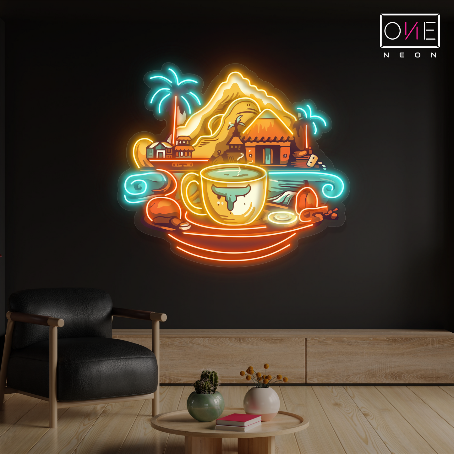 Enseigne au néon à LED Mountain Retreat Coffee Artwork