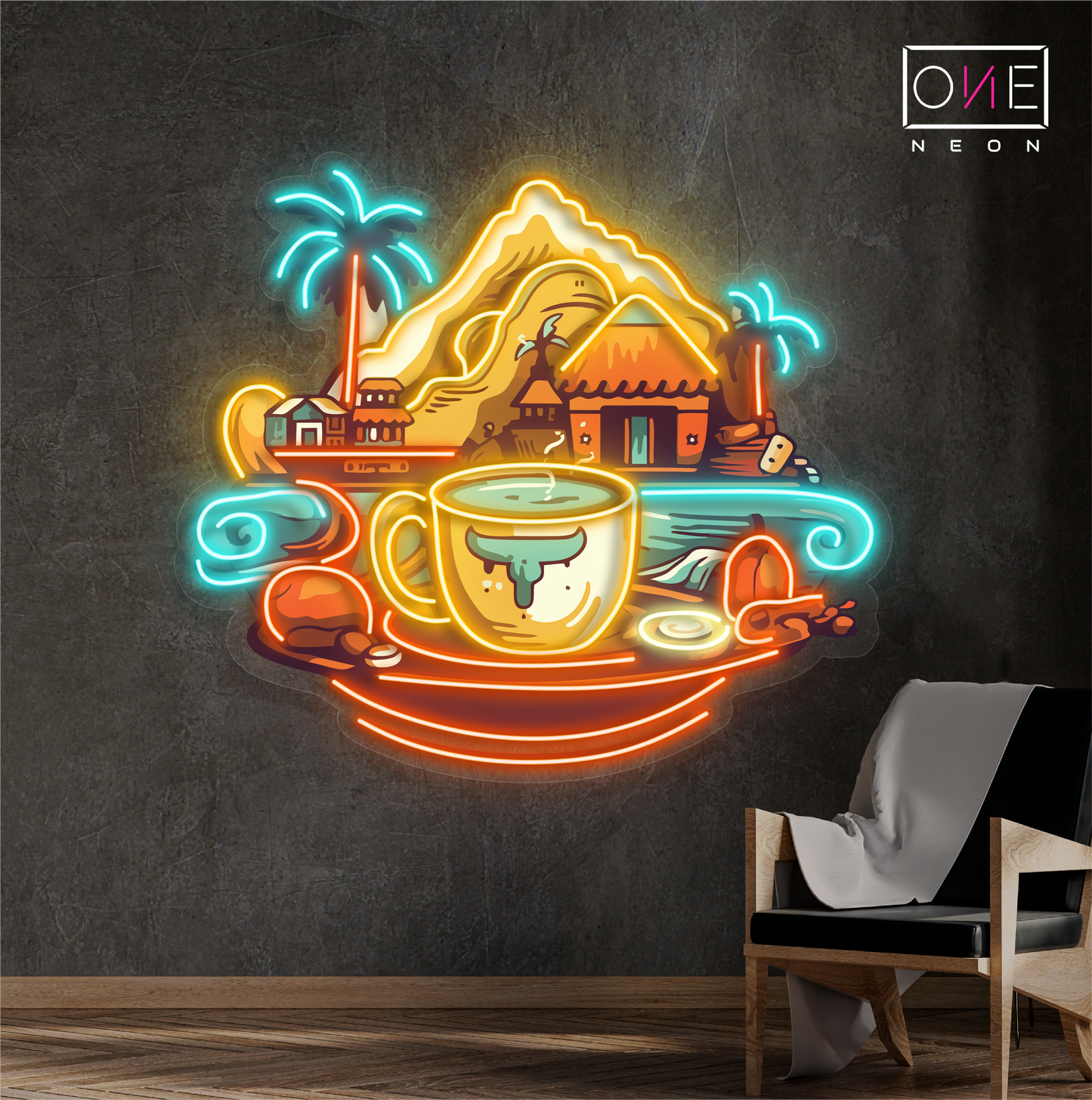 Enseigne au néon à LED Mountain Retreat Coffee Artwork