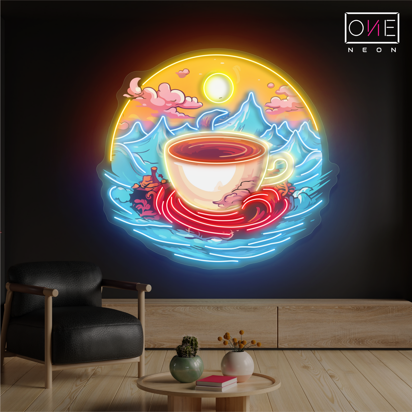Panneau néon à LED Sunrise Serenity Brew Artwork