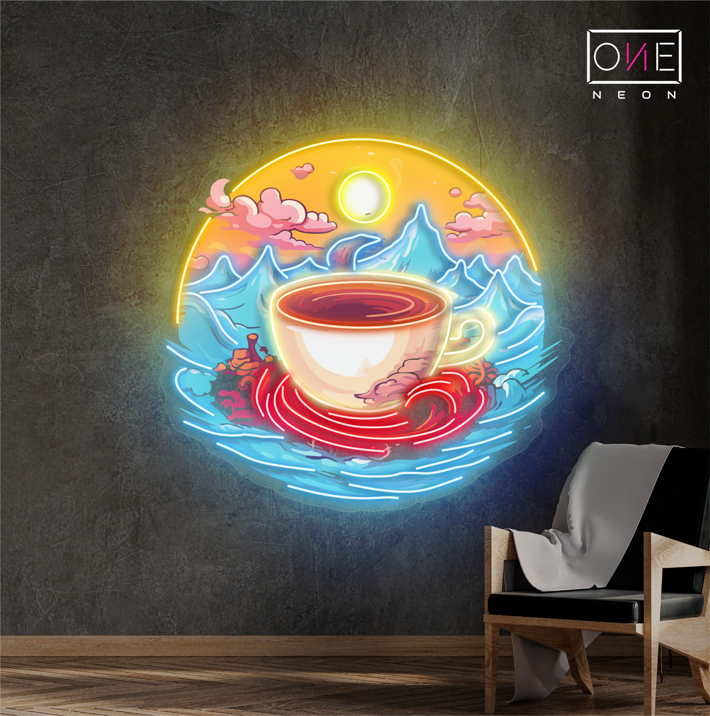 Panneau néon à LED Sunrise Serenity Brew Artwork