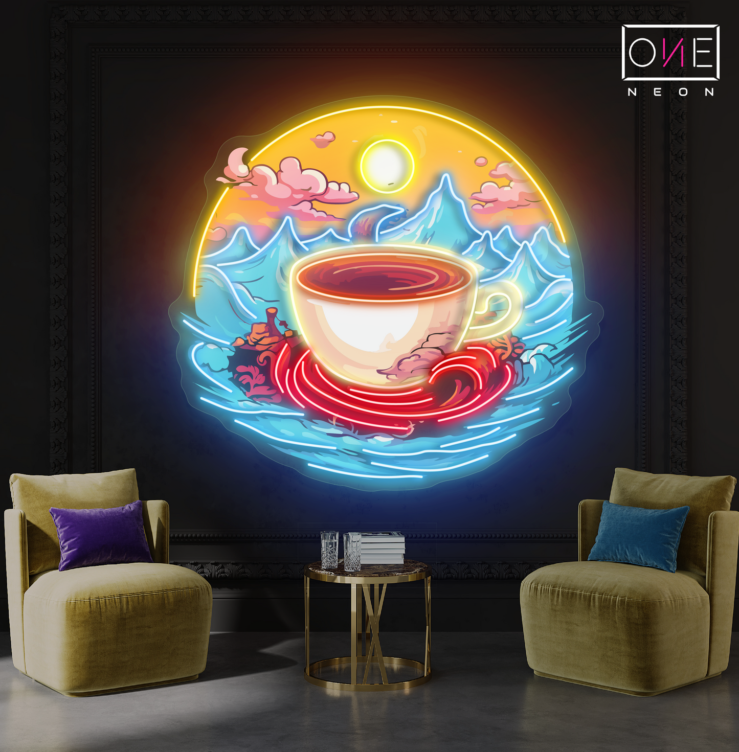 Panneau néon à LED Sunrise Serenity Brew Artwork
