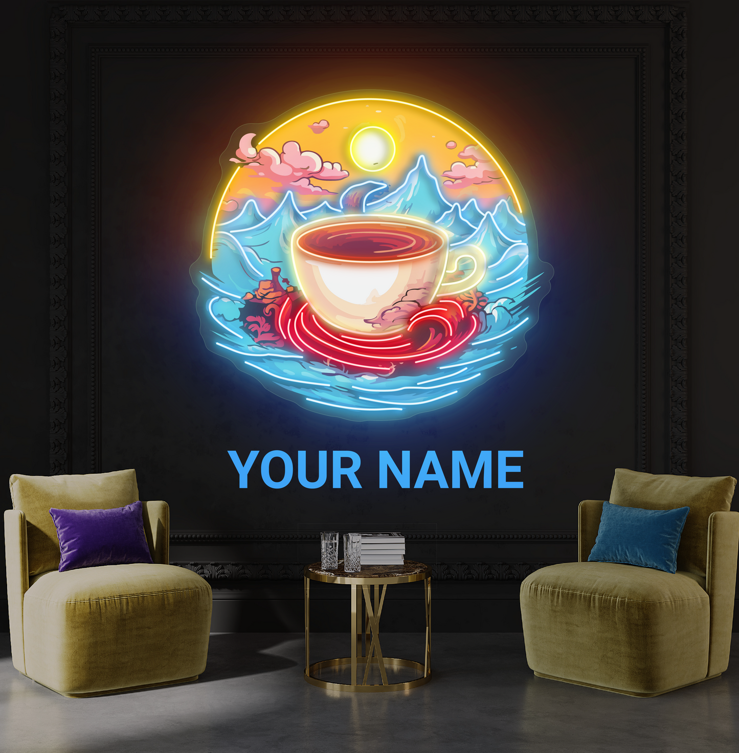 Panneau néon à LED Sunrise Serenity Brew Artwork