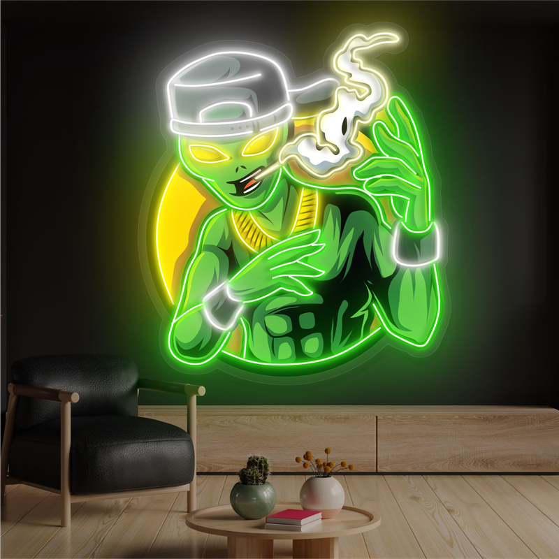 Panneau néon à LED représentant une œuvre d'art représentant une rue extraterrestre