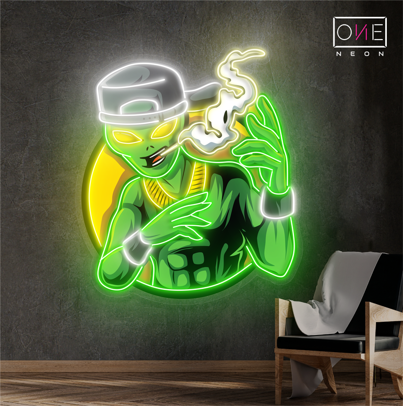 Panneau néon à LED représentant une œuvre d'art représentant une rue extraterrestre