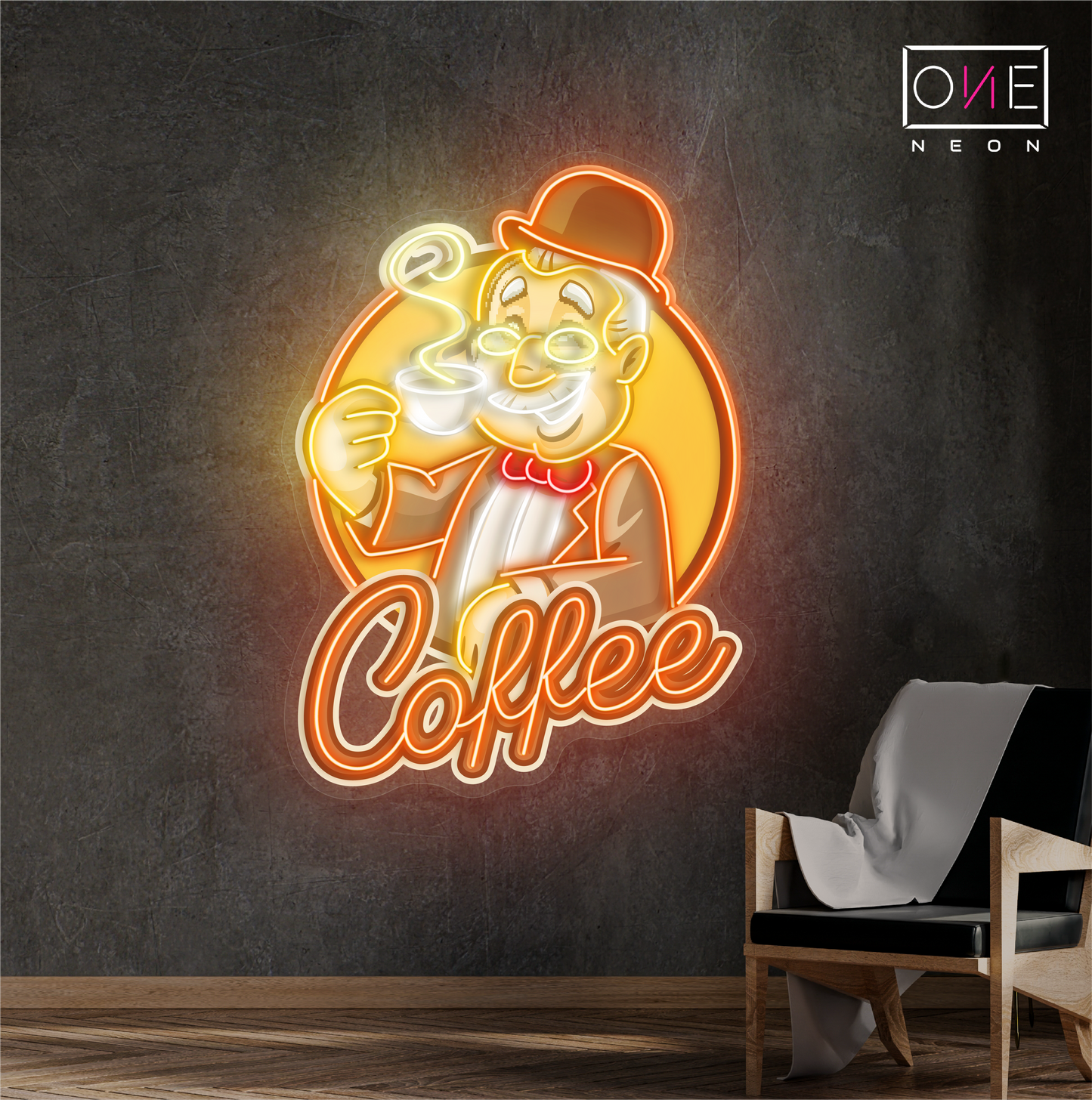 Panneau néon à LED Gentleman's Coffee Artwork