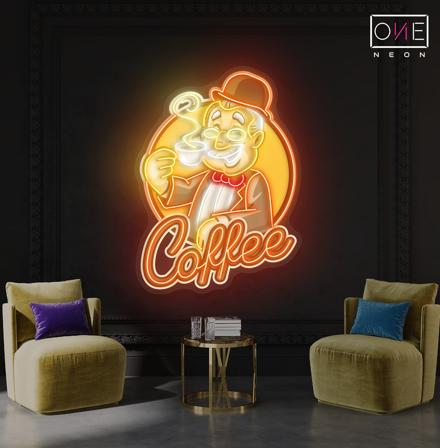 Panneau néon à LED Gentleman's Coffee Artwork