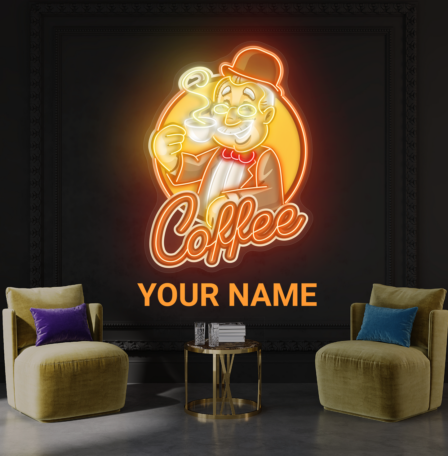 Panneau néon à LED Gentleman's Coffee Artwork