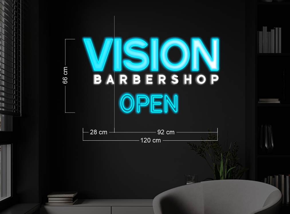 VISION BARBERSHOP OPEN| LED Neon Sign