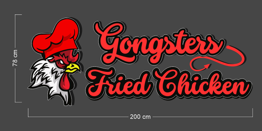 GONGSTERS FRIED CHICKEN | Light box 3d (outdoor)