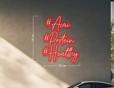 Cheeky Acai Bar+ Acai Portion Healthy (2 signs) | LED Neon Sign