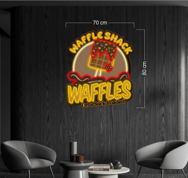 Joey's Charred Charcoal House, The Chicken Pop Popcorn Chicken Loaded, Waffle Shack Waffles On a Stick Loaded (3 signs) | LED Neon Sign