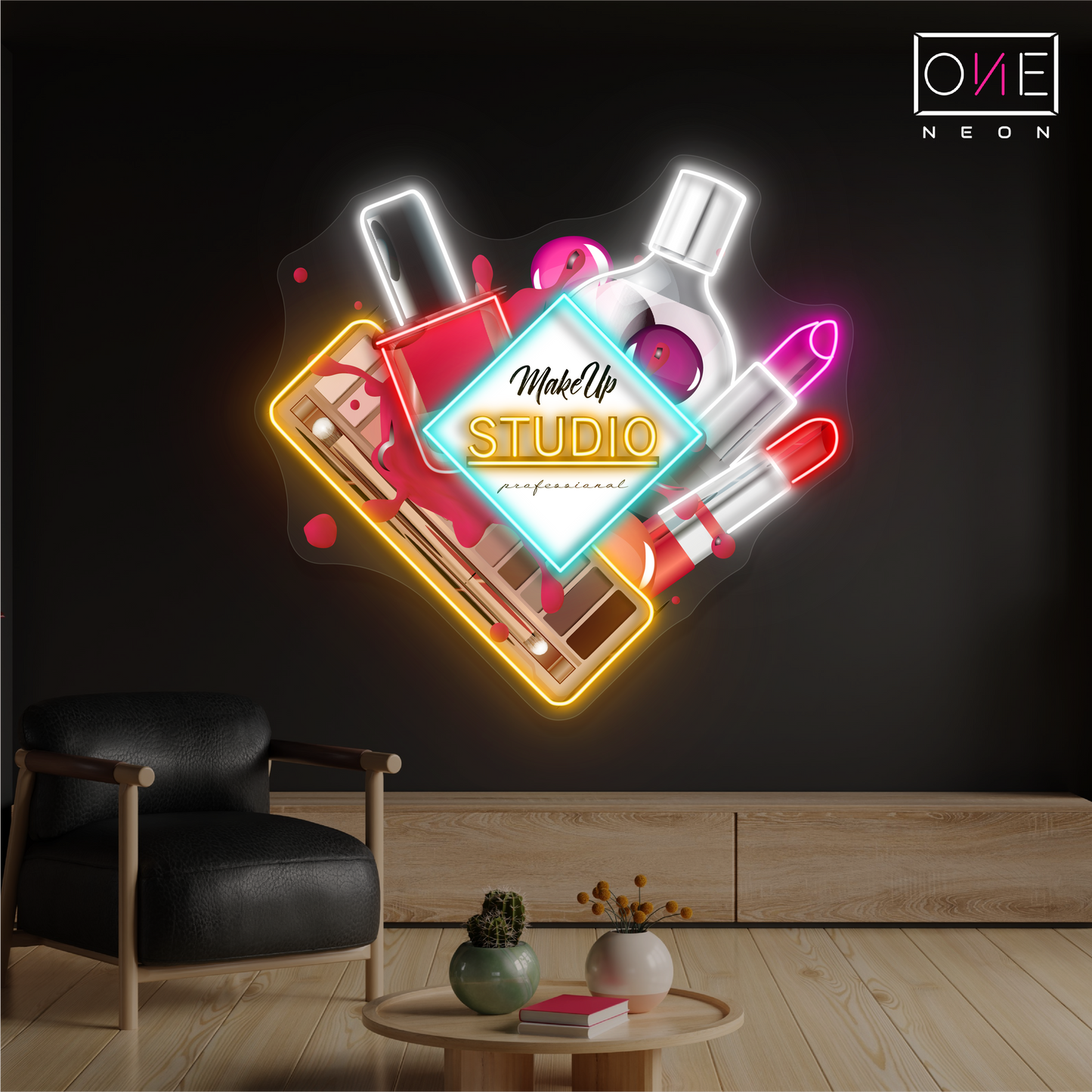 Enseigne au néon à LED Glamour Makeup Studio Artwork