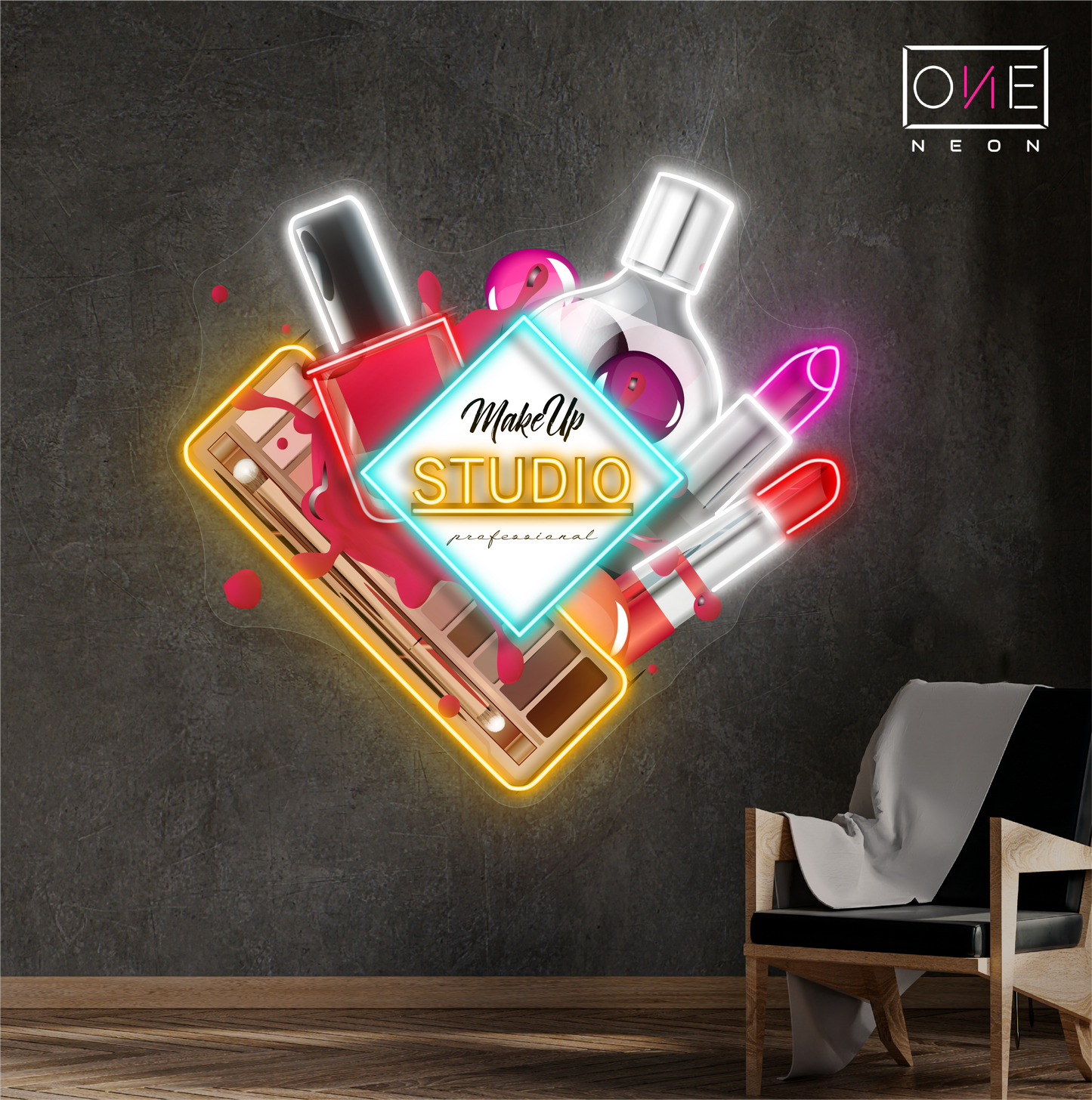 Enseigne au néon à LED Glamour Makeup Studio Artwork