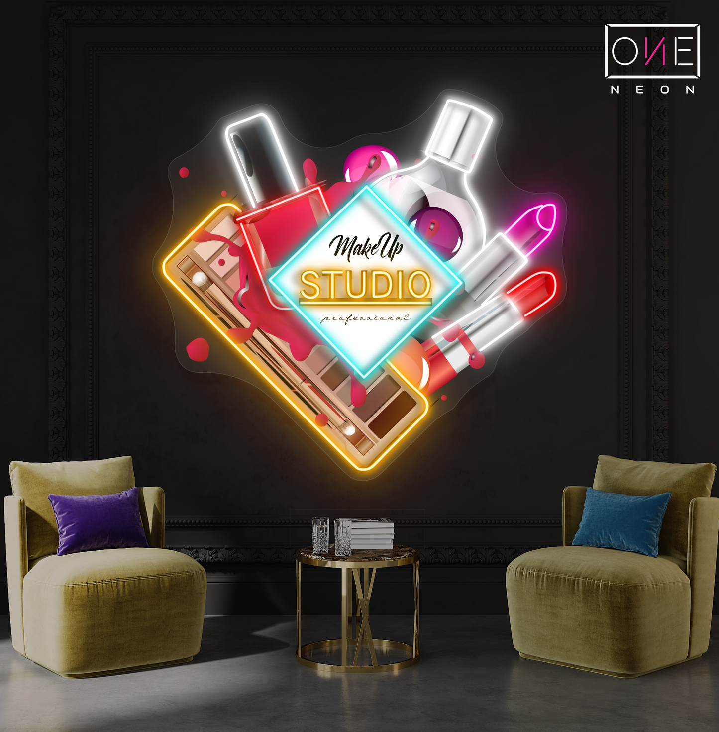 Enseigne au néon à LED Glamour Makeup Studio Artwork