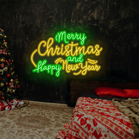 Merry Christmas and Flappy New Year LED Neon Sign
