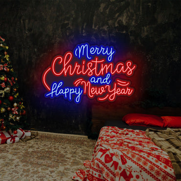 Merry Christmas and Flappy New Year LED Neon Sign
