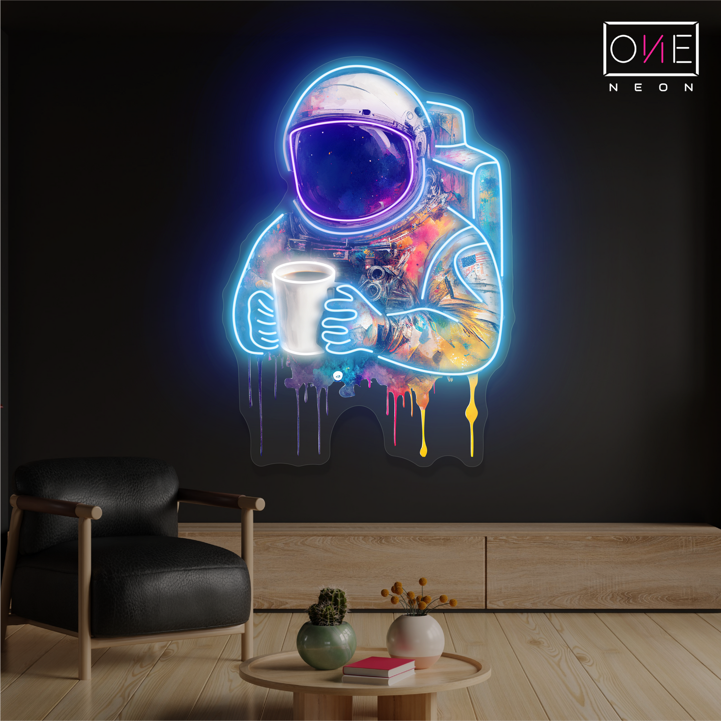 Enseigne au néon à LED Cosmic Coffee Artwork